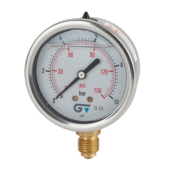 Pressure gauge Ø63 – ¼ radial bottom connection (glycerine)(NPT thread)
